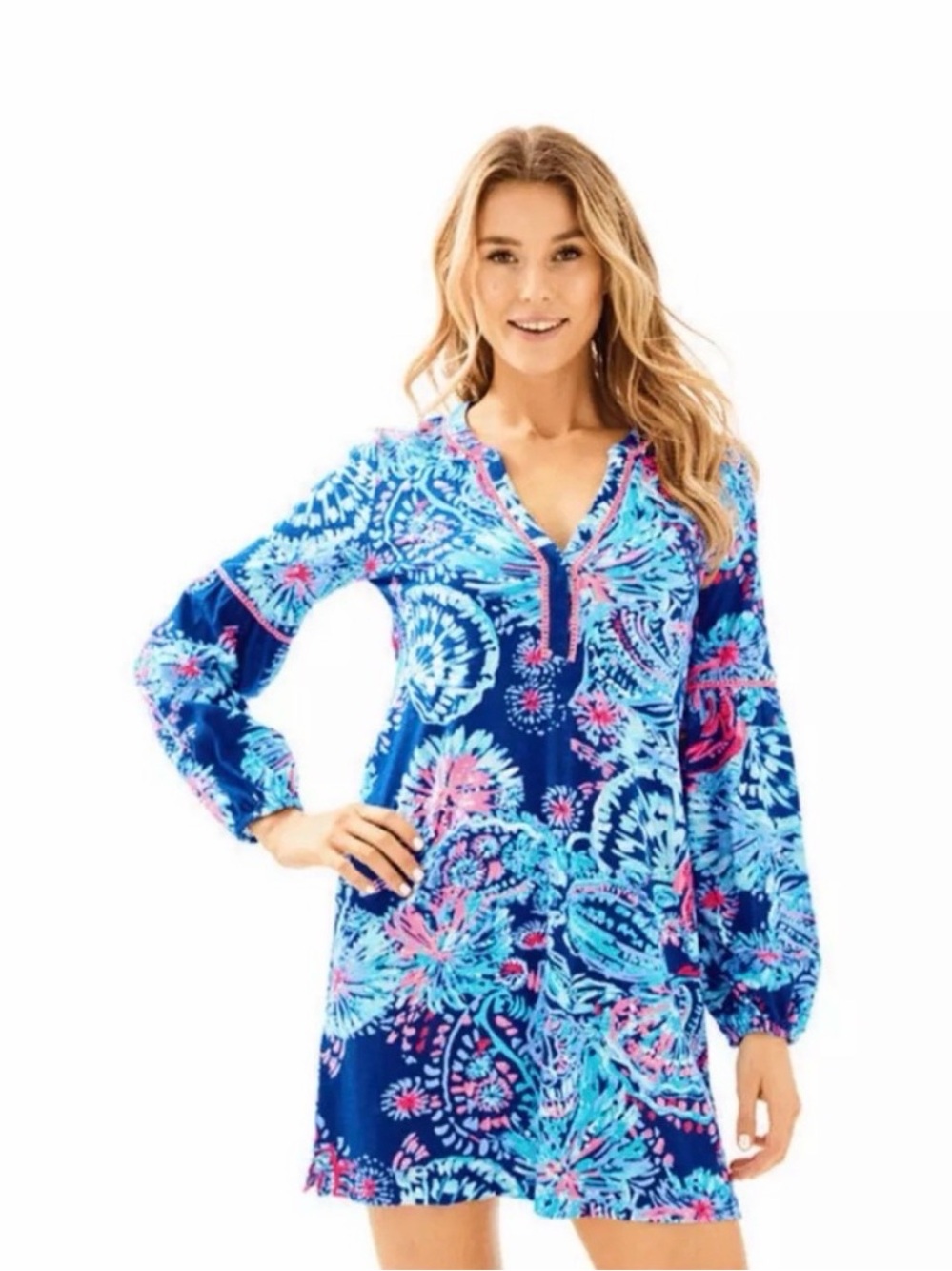 Lilly Pulitzer Joy Tunic Dress Deep Indigo Gypsea Girl  Size XXS